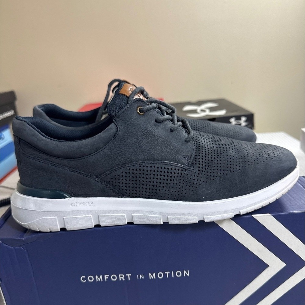 Rockport Sneakers Mens 11.5 W Jaimie Dark Blue Leather Walking RMJAIMIE